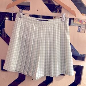 Zara vichy light green and white mini skort